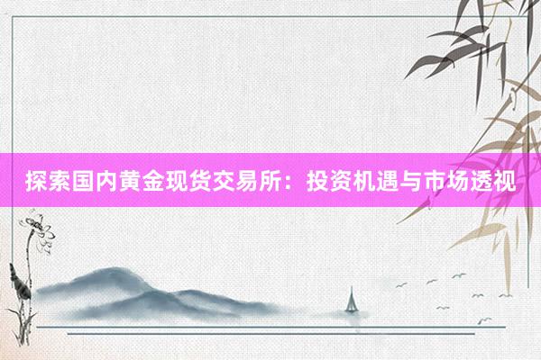 探索国内黄金现货交易所：投资机遇与市场透视