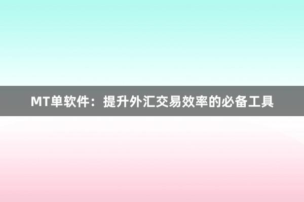 MT单软件：提升外汇交易效率的必备工具